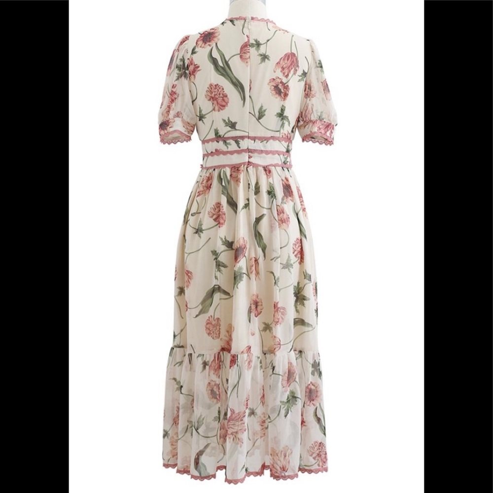 LACEY EDGE FLORAL PRINTED CHIFFON DRESS (pre-loved) - Picture 6 of 15